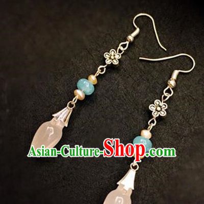 Chinese Ancient Traditional Handmade Pink Magnolia Earrings Classical Ear Accessories for Women