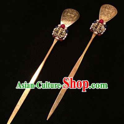 Chinese Ancient Handmade Palace Golden Hairpins Traditional Classical Hair Accessories for Women