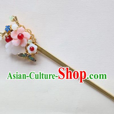 Chinese Ancient Handmade Shell Flower Hairpins Traditional Classical Hair Accessories for Women