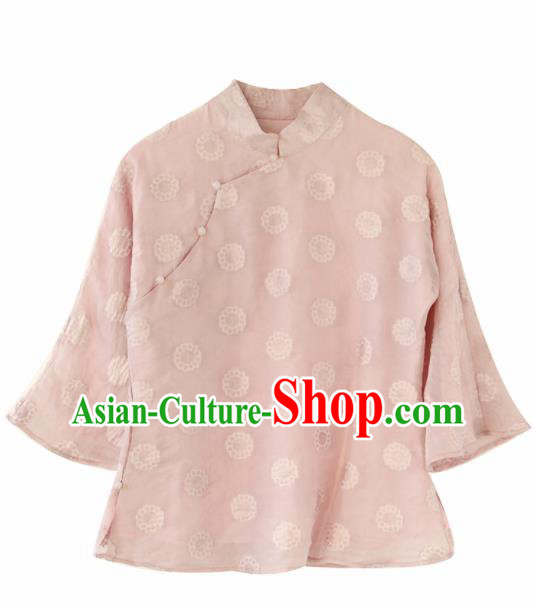 Chinese National Costume Traditional Classical Cheongsam Pink Blouse for Women Chinese National Costume Traditional Classical Cheongsam Pink Blouse for Women