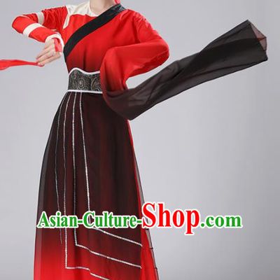 Chinese Traditional Stage Performance Costume Classical Dance Umbrella Dance Red Dress for Women