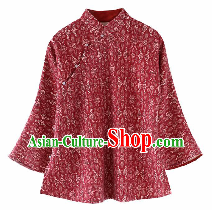 Chinese National Costume Traditional Classical Cheongsam Red Blouse for Women Chinese National Costume Traditional Classical Cheongsam Red Blouse for Women