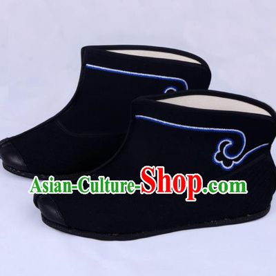 Professional Chinese Beijing Opera Takefu Shoes Ancient Swordsman Black Boots for Men
