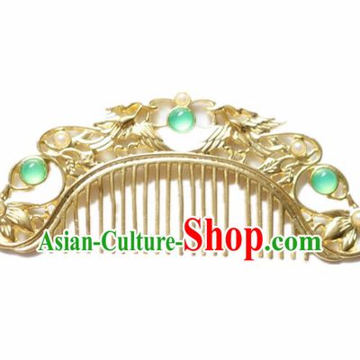 Chinese Ancient Traditional Handmade Golden Hair Comb Classical Hair Accessories for Women