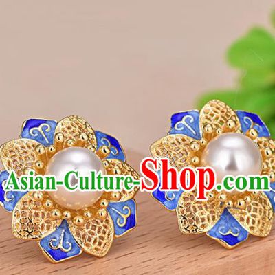 Chinese Ancient Traditional Handmade Cloisonne Earrings Classical Ear Accessories for Women