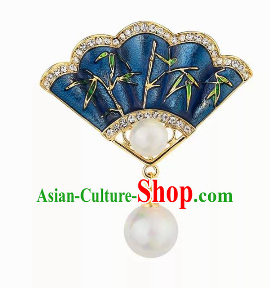 Chinese Traditional Handmade Cloisonne Brooch Classical Accessories Fan Breastpin for Women Chinese Traditional Handmade Cloisonne Brooch Classical Accessories Fan Breastpin for Women