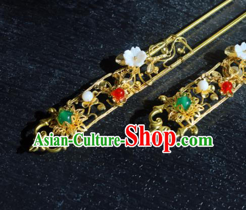 Chinese Ancient Handmade Golden Hairpins Traditional Classical Hair Accessories for Women Chinese Ancient Handmade Golden Hairpins Traditional Classical Hair Accessories for Women