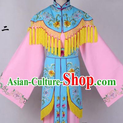 Professional Chinese Traditional Beijing Opera Costume Peri Blue Embroidered Dress for Adults