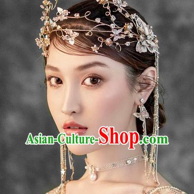 Chinese Ancient Handmade Butterfly Hair Clasp Bride Hairpins Traditional Classical Wedding Hair Accessories for Women