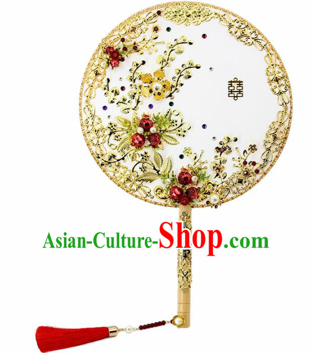 Chinese Handmade Classical Palace Fans Wedding Bride Accessories Round Fan for Women Chinese Handmade Classical Palace Fans Wedding Bride Accessories Round Fan for Women