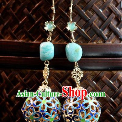 Top Grade Chinese Handmade Enamel Earrings Traditional Bride Tassel Ear Accessories for Women