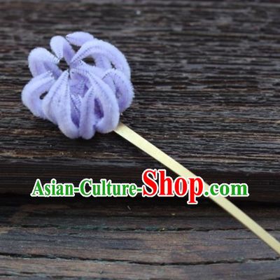 Top Grade Chinese Ancient Palace Queen Lilac Velvet Chrysanthemum Hairpins Traditional Hair Accessories Headdress for Women