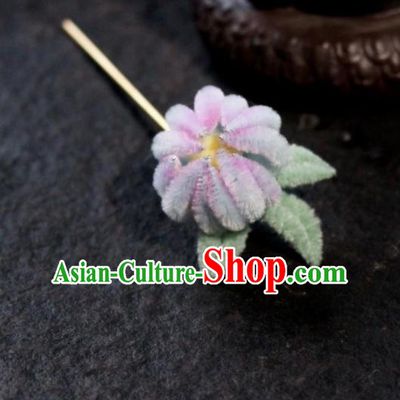 Chinese Ancient Palace Queen Velvet Flower Hairpins Traditional Hair Accessories Headdress for Women