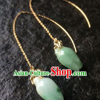 Top Grade Chinese Handmade Green Magnolia Flower Earrings Traditional Bride Ear Accessories for Women