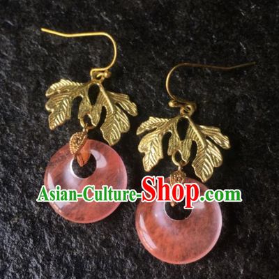Top Grade Chinese Handmade Watermelon Crystal Earrings Traditional Bride Ear Accessories for Women