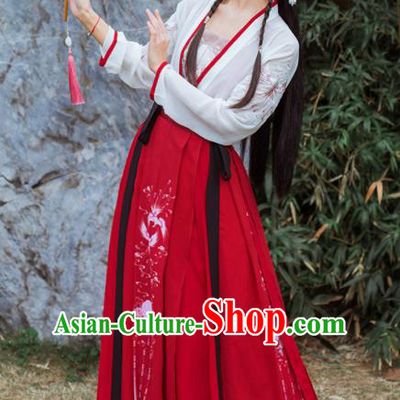 Chinese Traditional Tang Dynasty Historical Costume Ancient Young Lady Hanfu Dress for Women