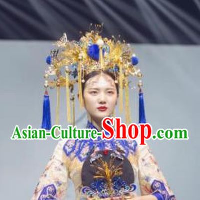 Top Grade Chinese Ancient Queen Phoenix Coronet Hairpins Traditional Hair Accessories Headdress for Women