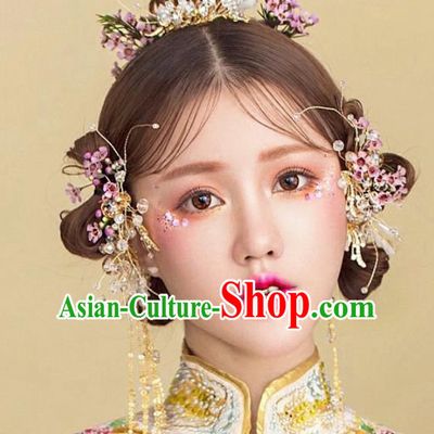 Top Grade Chinese Ancient Bride Hairpins Traditional Hair Accessories Headdress for Women