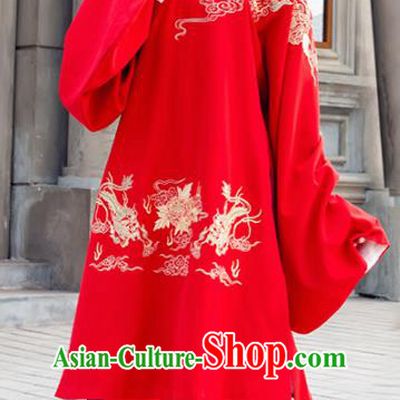Traditional Chinese Ancient Ming Dynasty Nobility Lady Red Embroidered Replica Costume for Women