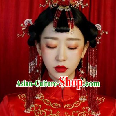 Top Grade Chinese Ancient Bride Phoenix Coronet Hair Combs Traditional Hair Accessories Headdress for Women