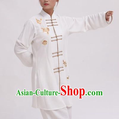 Chinese Traditional Tai Chi White Costume Martial Arts Tai Ji Competition Clothing for Women