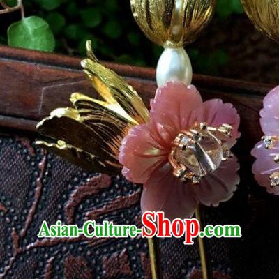 Top Grade Chinese Ancient Bride Wedding Pink Shell Flowers Hairpins Traditional Hair Accessories Headdress for Women