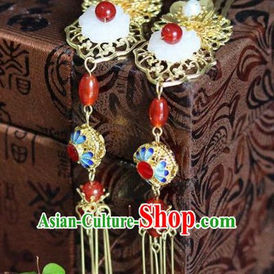 Handmade Chinese Ancient Bride Tassel Hair Combs Traditional Hair Accessories Headdress for Women