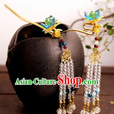 Handmade Chinese Ancient Princess Beads Tassel Hair Clips Hairpins Traditional Hair Accessories Headdress for Women