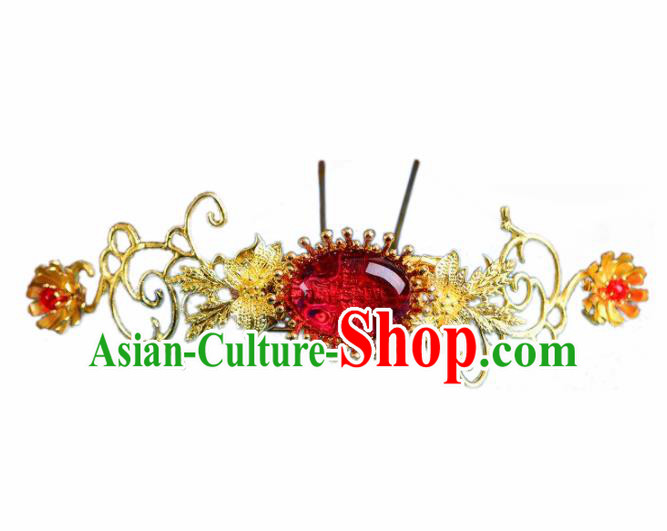 Handmade Chinese Ancient Princess Red Hairpins Traditional Hair Accessories Headdress for Women Handmade Chinese Ancient Princess Red Hairpins Traditional Hair Accessories Headdress for Women