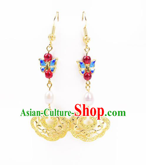 Chinese Handmade Hanfu Butterfly Earrings Traditional Ancient Palace Ear Accessories for Women Chinese Handmade Hanfu Butterfly Earrings Traditional Ancient Palace Ear Accessories for Women