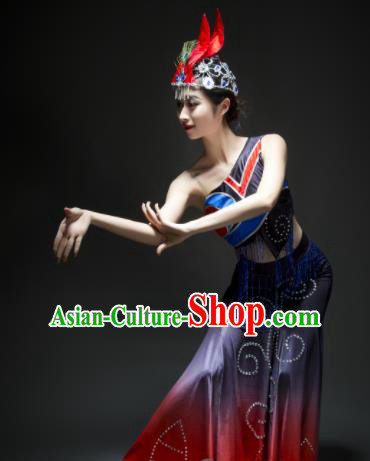 Chinese Traditional Dai Nationality Costume Ethnic Peacock Dance Dress for Women Chinese Traditional Dai Nationality Costume Ethnic Peacock Dance Dress for Women