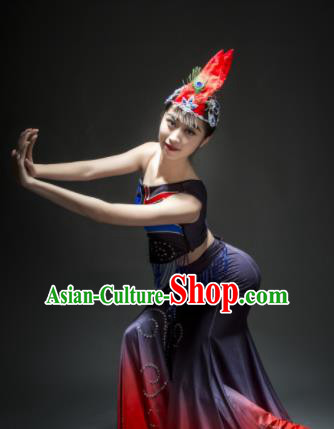 Chinese Traditional Dai Nationality Costume Ethnic Peacock Dance Dress for Women Chinese Traditional Dai Nationality Costume Ethnic Peacock Dance Dress for Women