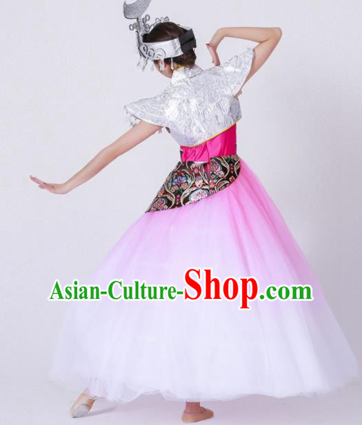 Chinese Traditional Miao Nationality Costume Hmong Ethnic Folk Dance Pink Dress for Women Chinese Traditional Miao Nationality Costume Hmong Ethnic Folk Dance Pink Dress for Women