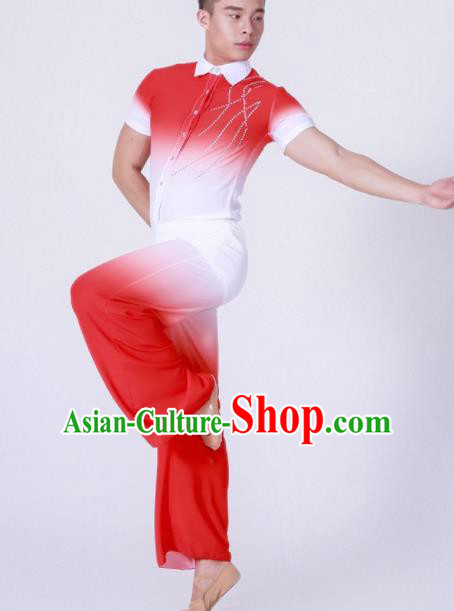 Chinese Traditional National Dance Clothing Classical Dance Red Costume for Men Chinese Traditional National Dance Clothing Classical Dance Red Costume for Men
