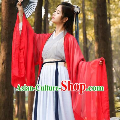 Chinese Traditional Jin Dynasty Female Knight Historical Costume Ancient Swordswoman Red Hanfu Dress for Women