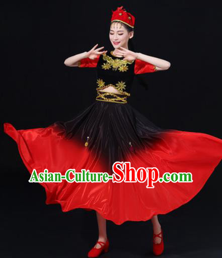Traditional Chinese Uyghur Nationality Folk Dance Dress Uigurian Ethnic Costume for Women Traditional Chinese Uyghur Nationality Folk Dance Dress Uigurian Ethnic Costume for Women