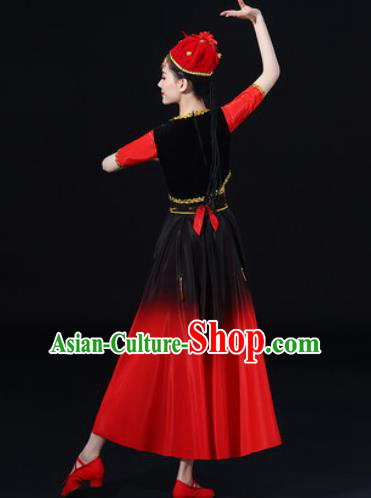 Traditional Chinese Uyghur Nationality Folk Dance Dress Uigurian Ethnic Costume for Women Traditional Chinese Uyghur Nationality Folk Dance Dress Uigurian Ethnic Costume for Women