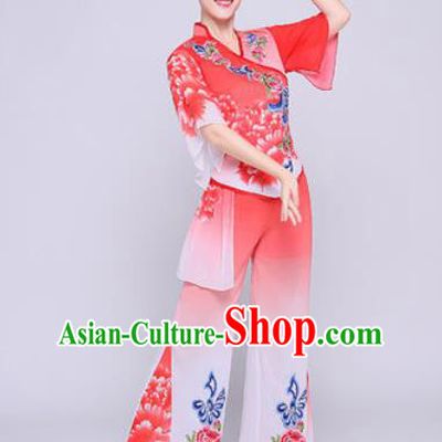 Chinese Traditional Fan Dance Clothing Folk Dance Group Yangko Dance Costume for Women
