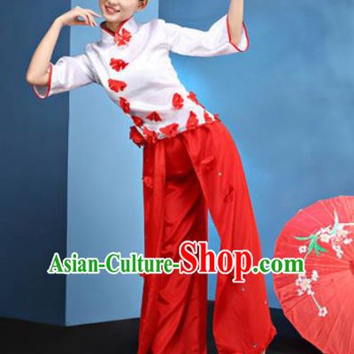 Traditional Chinese Folk Dance Stage Show Clothing Group Fan Dance Yangko Costume for Women