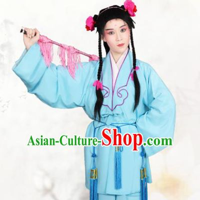Chinese Traditional Peking Opera Clown Light Blue Clothing Classical Beijing Opera Attendants Costume for Men