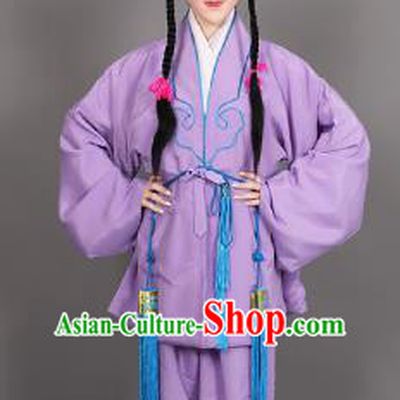 Chinese Traditional Peking Opera Clown Purple Clothing Classical Beijing Opera Attendants Costume for Men