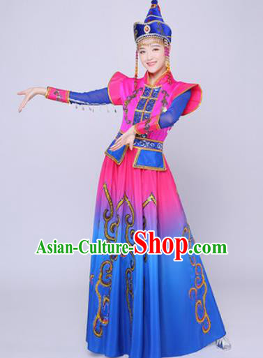 Traditional Chinese Mongol Nationality Folk Dance Dress Mongolian National Ethnic Costume for Women Traditional Chinese Mongol Nationality Folk Dance Dress Mongolian National Ethnic Costume for Women