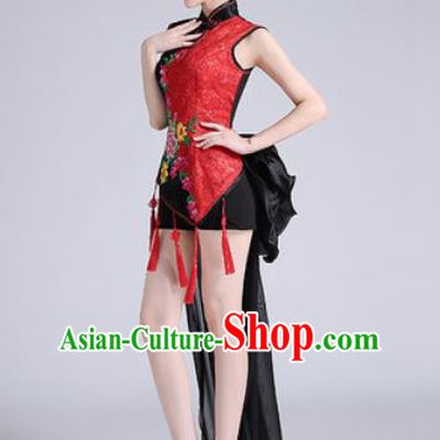 Traditional Chinese Folk Dance Drum Dance Black Clothing Yangko Dance Costume for Women
