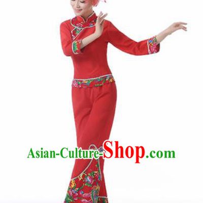 Traditional Chinese Spring Festival Folk Dance Red Clothing Yangko Dance Costume for Women