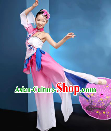 Traditional Chinese Folk Dance Umbrella Dance Pink Clothing Yangko Dance Costume for Women Traditional Chinese Folk Dance Umbrella Dance Pink Clothing Yangko Dance Costume for Women