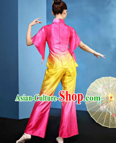 Traditional Chinese Folk Dance Fan Dance Clothing Yangko Dance Rosy Costume for Women Traditional Chinese Folk Dance Fan Dance Clothing Yangko Dance Rosy Costume for Women