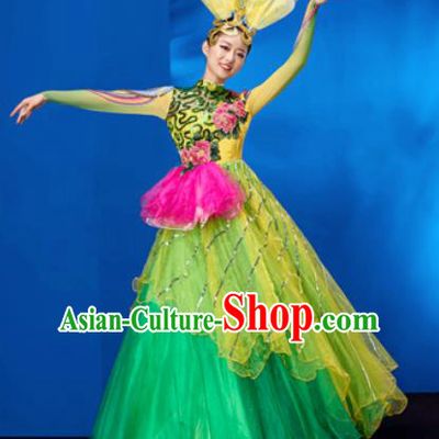 Chinese Traditional Opening Dance Chorus Bubble Dress Modern Dance Stage Performance Costume for Women