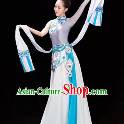 Traditional Chinese Zang Nationality Folk Dance Dress Tibetan National Ethnic Costume for Women