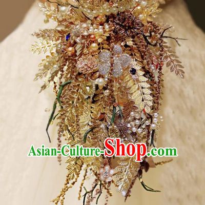 Top Grade Wedding Bridal Bouquet Hand Crystal Tied Bouquet Flowers for Women
