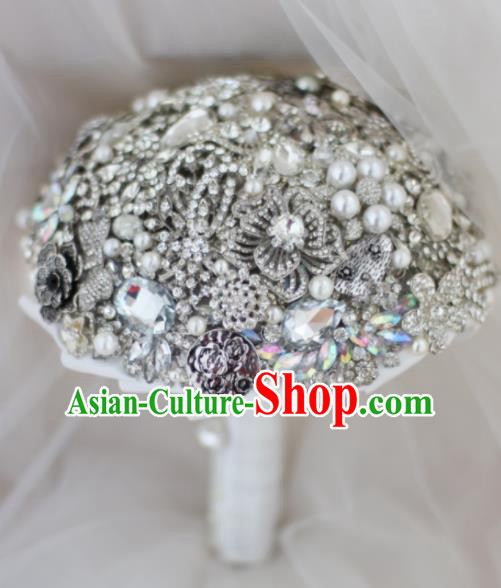 Top Grade Wedding Bridal Bouquet Hand Emulational Crystal Tied Bouquet Flowers for Women Top Grade Wedding Bridal Bouquet Hand Emulational Crystal Tied Bouquet Flowers for Women